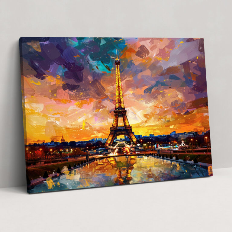 Eiffel Tower At Dusk Canvas Print - Leonid Afremov, Wall Art, Home Decoration, Canvas Wall Art
