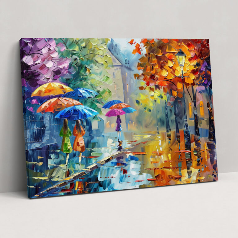 Colorful Umbrella Street Wall Art - Leonid Afremov, Canvas Wall Art, Canvas, Wall Decoration