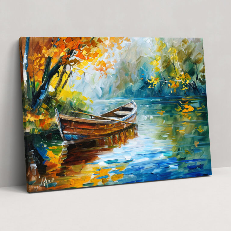 Tranquil River Boat Canvas Print - Leonid Afremov, Canvas Print, Canvas, Leonid Afremov