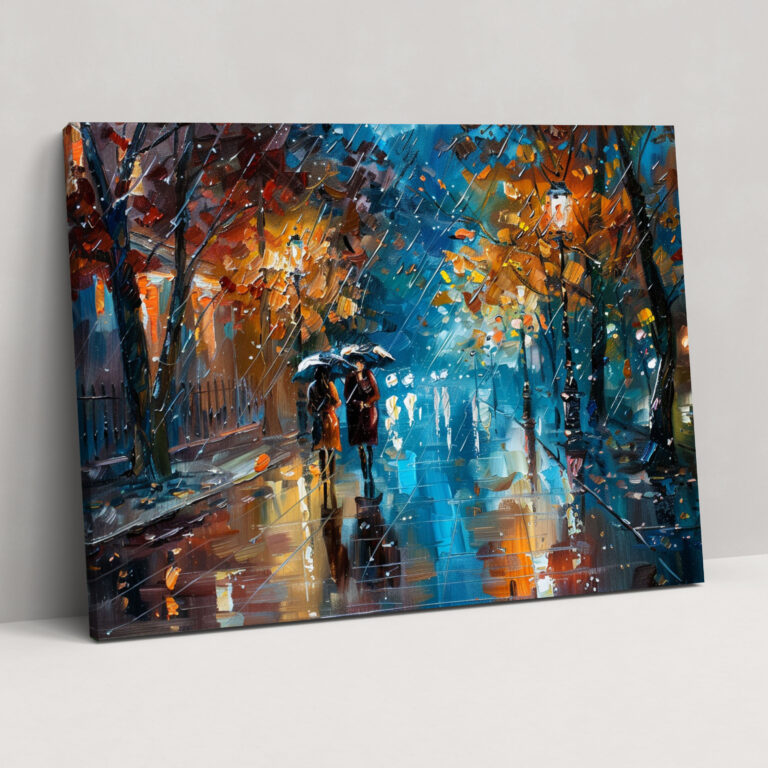 Leonid Afremov Canvas Print Rainy Night Wall Art - Leonid Afremov, Wall Decoration, Home Decoration, Canvas