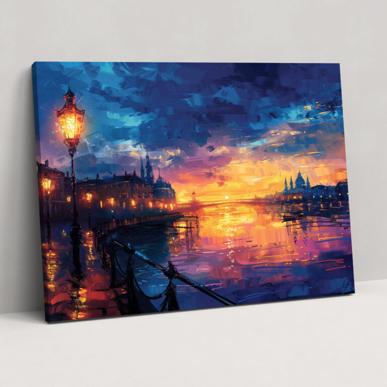 Sunset Cityscape Canvas Print - Leonid Afremov, Wall Decoration, Wall Art, Canvas Wall Art