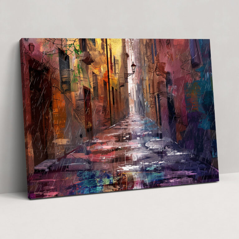 Rainy Alley Leonid Afremov Canvas Print - Leonid Afremov, Canvas Print, Wall Decoration, Home Decoration