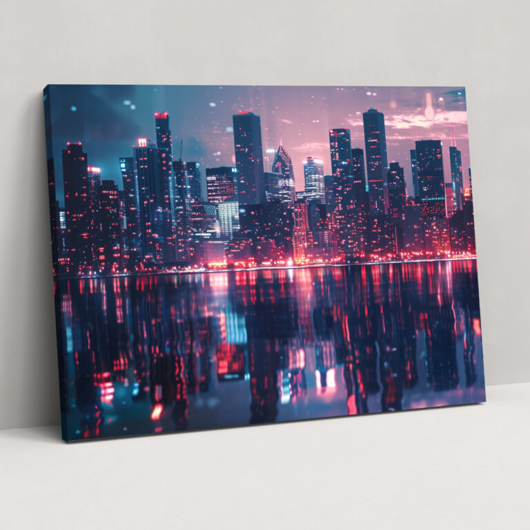 Night Cityscape Leonid Afremov Canvas Print - Leonid Afremov, Canvas Wall Art, Wall Art, Leonid Afremov