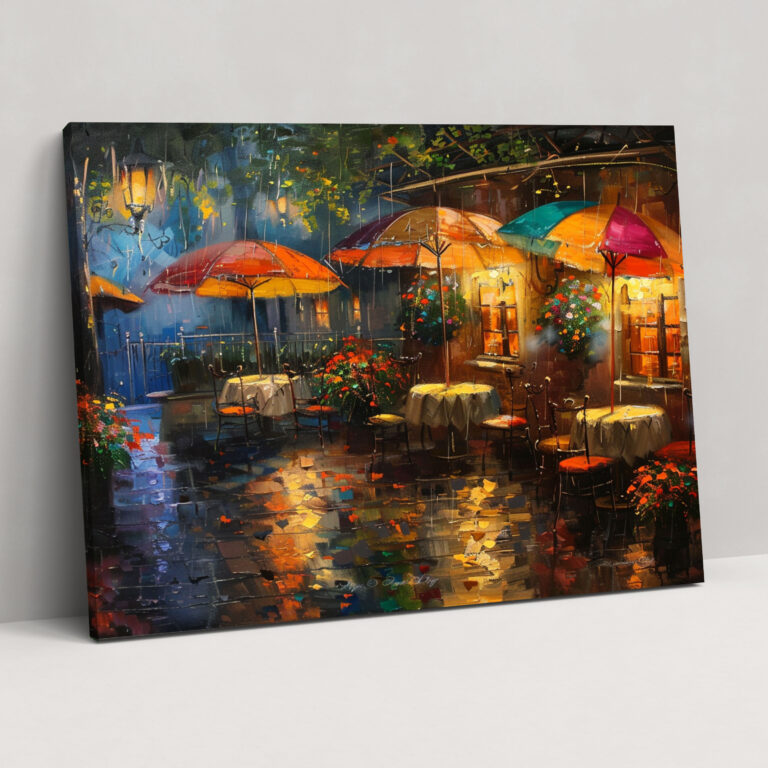 Café Ambiance Leonid Afremov Canvas Print - Leonid Afremov, Wall Decoration, Home Decoration, Canvas Print