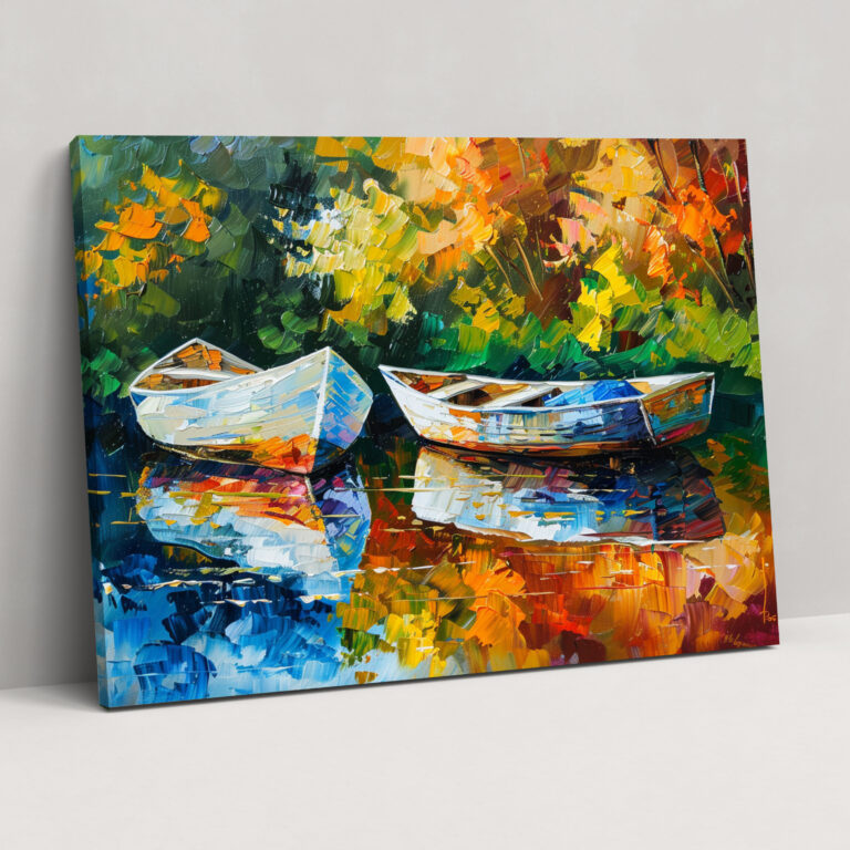 River Boats Leonid Afremov Wall Decoration - Leonid Afremov, Canvas Wall Art, Wall Decoration, Canvas