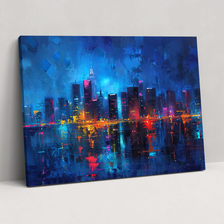 Neon Cityscape Leonid Afremov Canvas Print - Leonid Afremov, Leonid Afremov, Home Decoration, Canvas
