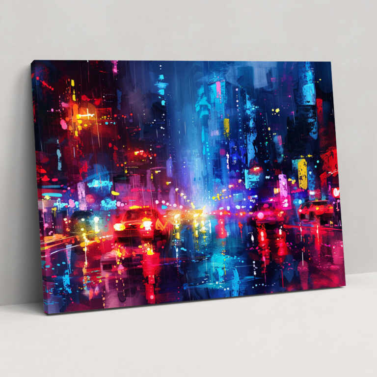 Leonid Afremov Canvas Print - Whimsical Cityscape Neon Wall Art - Leonid Afremov, Home Decoration, Canvas Wall Art, Canvas Print