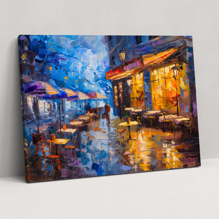 Leonid Afremov Cozy Cafe Canvas Print - Leonid Afremov, Home Decoration, Leonid Afremov, Canvas Print