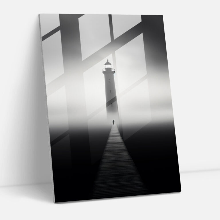 Minimalist Lighthouse Glass Print - Lighthouse, Modern Art, Wall Decoration, Solitary Lighthouse
