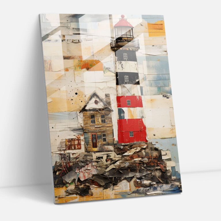 Contemporary Lighthouse Glass Art - Lighthouse, Glass Wall Art, Modern Art, Wall Decoration