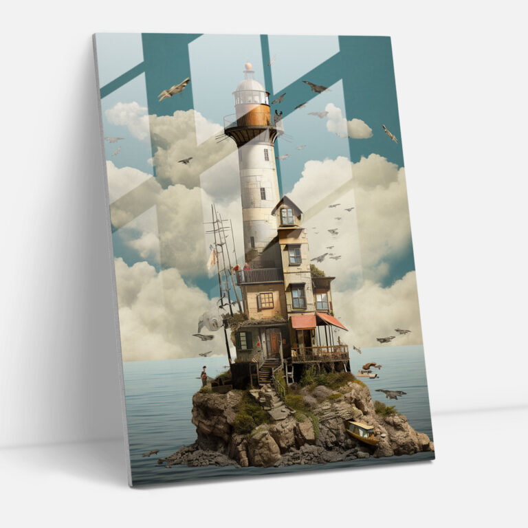 Whimsical Lighthouse Glass Print - Lighthouse, Glass Art, Wall Decoration, Lighthouse