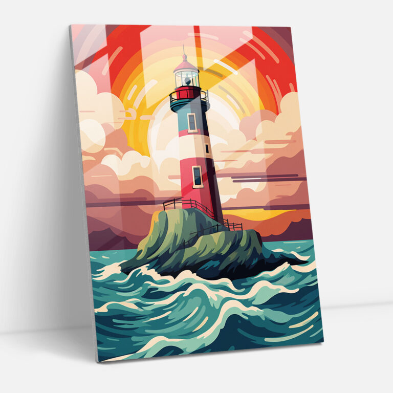 Pop Art Lighthouse Glass Wall Art - Lighthouse, Modern Art, Glass Wall Art, Lighthouse