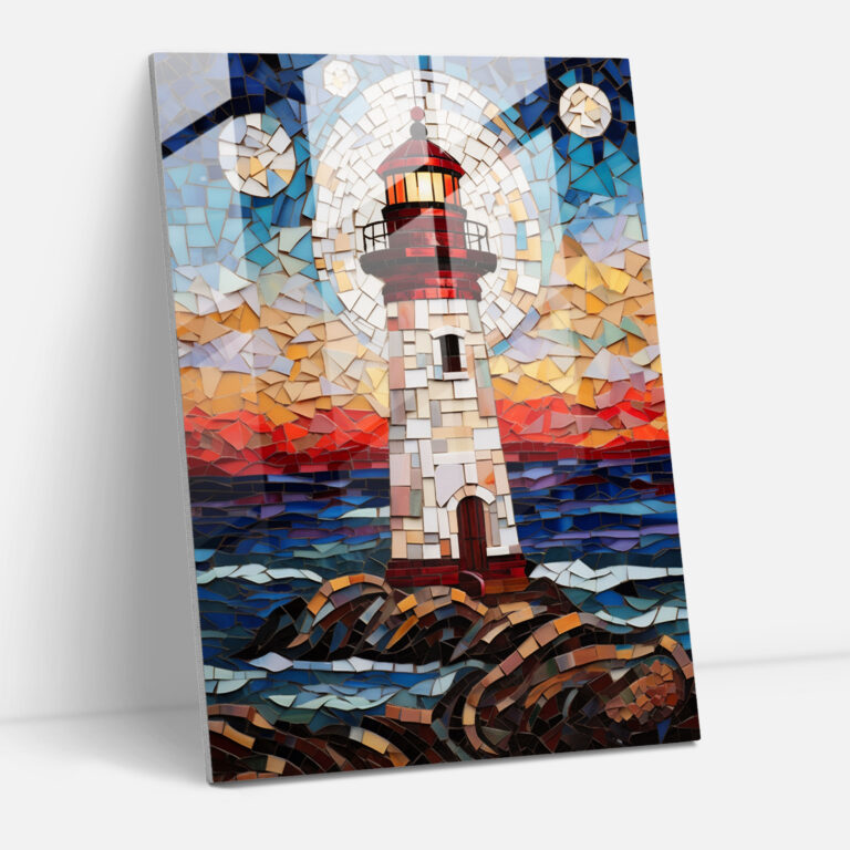 Mosaic Lighthouse Glass Wall Art - Lighthouse, Modern Art, Home Decoration, Mosaic Artwork