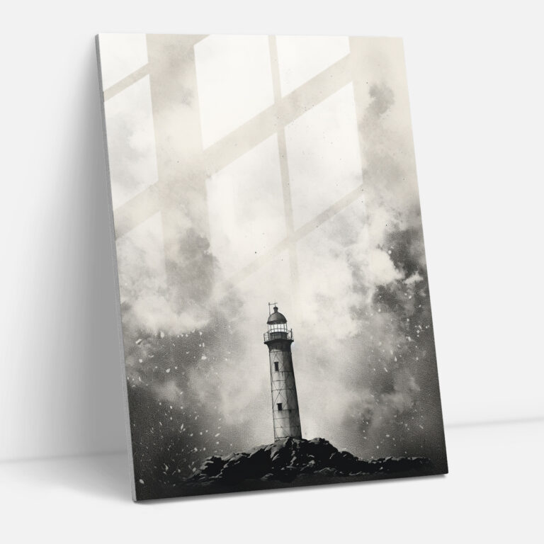 Minimalist Lighthouse Glass Print - Lighthouse, Glass Print, Modern Art, Glass Wall Art