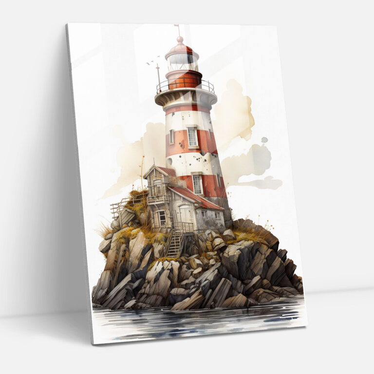 Photorealistic Lighthouse Glass Print - Lighthouse, Glass Wall Art, Wall Decoration, Lifelike Textures