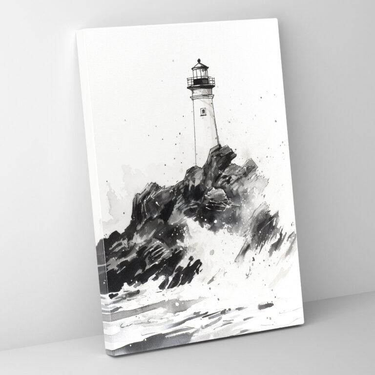 Lighthouse Wall Art - Lighthouse, Black And White Wall Decoration, Lighthouse Wall Art, Seascape Art