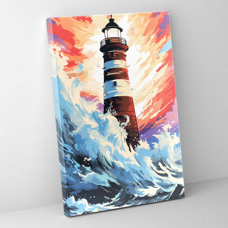 Bold Lighthouse Canvas Print - Lighthouse, Vibrant Wall Decoration, Canvas Wall Art, Home Decoration