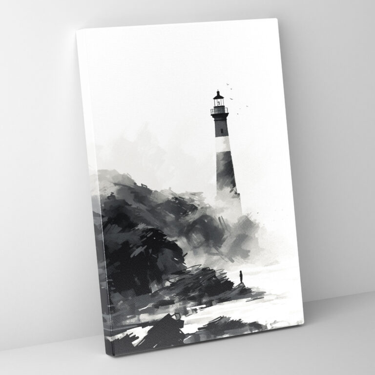 Lighthouse Wall Art - Lighthouse, Rocky Cliff, Home Decoration, Canvas Wall Art