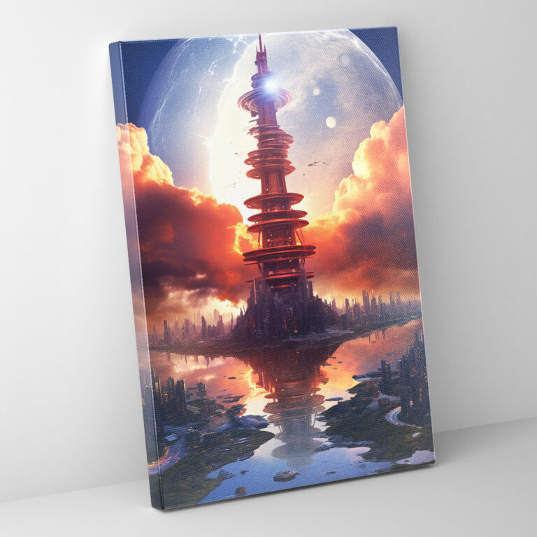 Futuristic Lighthouse Canvas Print - Lighthouse, Canvas Wall Art, Lighthouse, Digital Art
