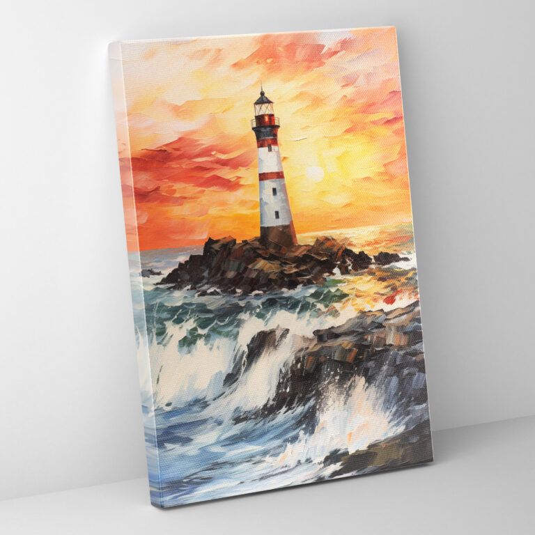 Impressionist Lighthouse Canvas Print - Lighthouse, Lighthouse, Rocky Coast, Home Decoration