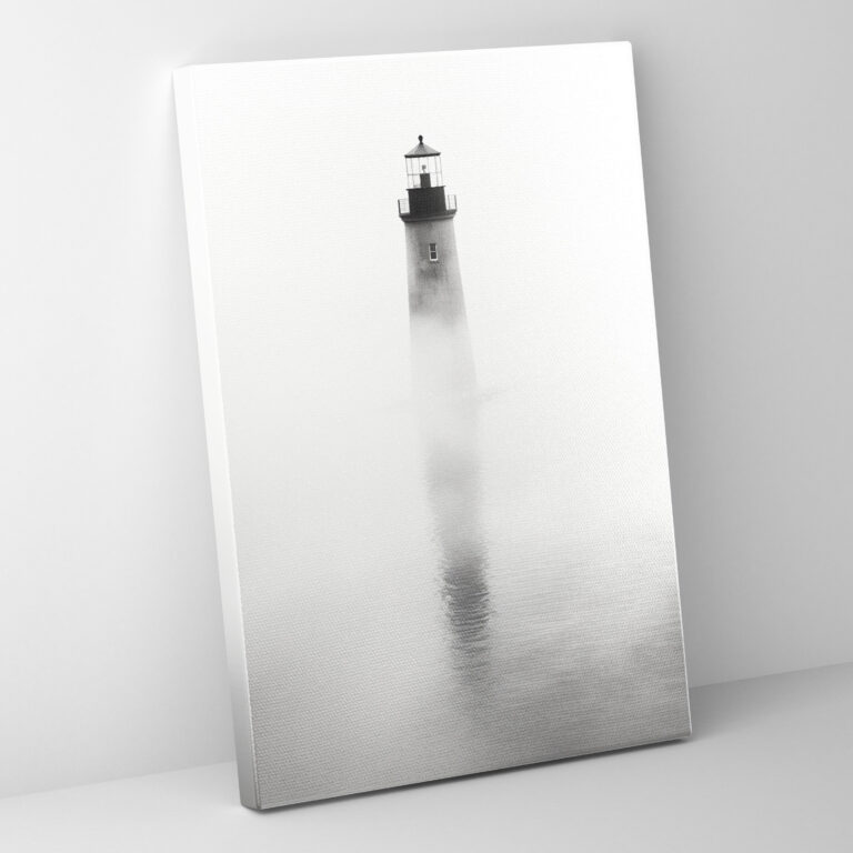 Minimalist Lighthouse Wall Art - Lighthouse, Canvas, Canvas Print, Fog