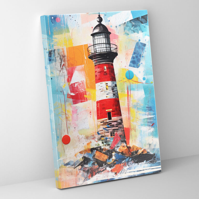 Lighthouse Canvas Print - Lighthouse, Abstract Mixed Media Artwork, Canvas Wall Art, Guidance