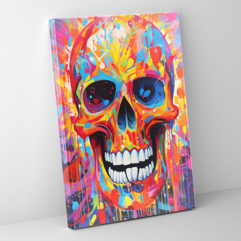 Los Muertos Energy Skull Canvas Print - Los Muertos, Canvas Wall Art, Skull Shape, Wall Decoration