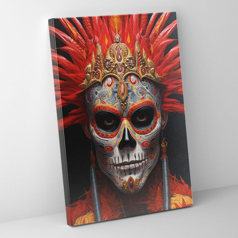 Los Muertos Calavera Portrait Canvas Print - Los Muertos, Canvas, Traditional Mexican Calavera, Wall Decoration