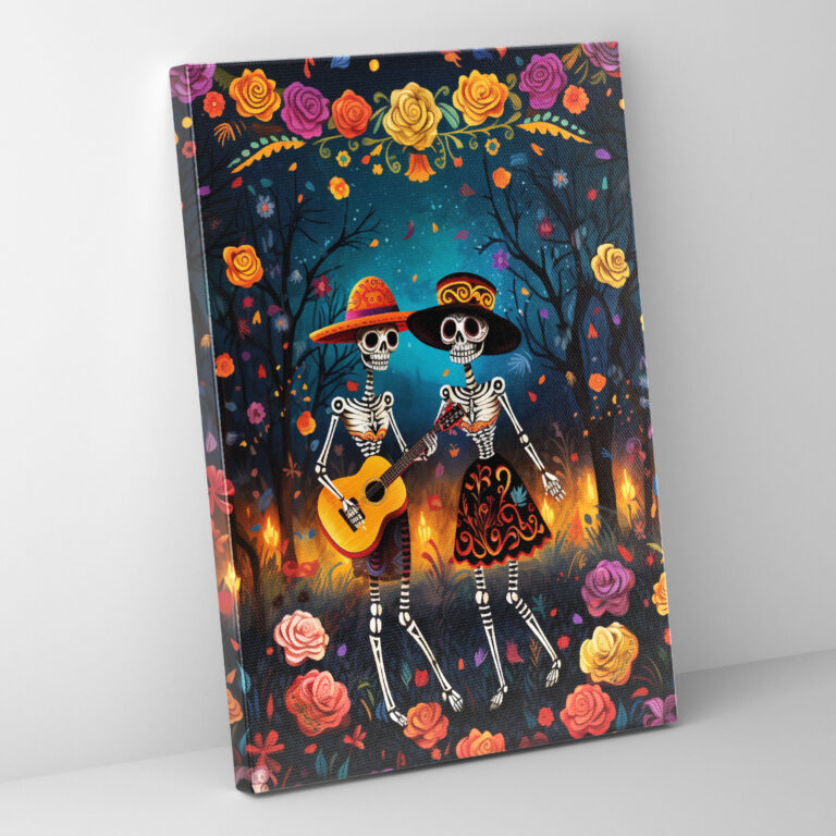 Los Muertos Whimsical Wall Art - Los Muertos, Digital Illustration, Canvas Wall Art, Whimsical World