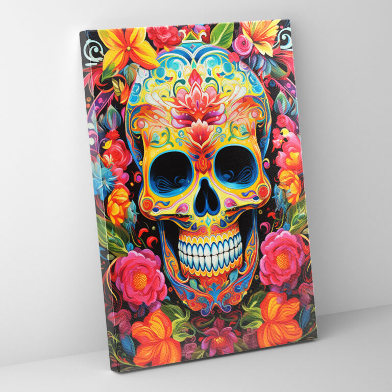 Los Muertos Canvas Print - Los Muertos, Home Decoration, Flowers, Mexican Skull Art