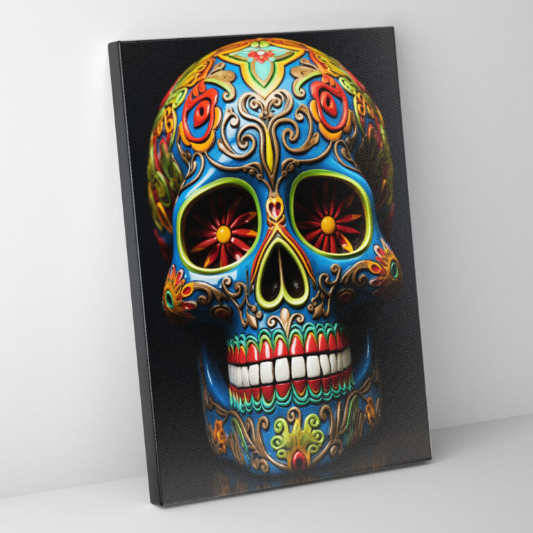 Sugar Skull Canvas Print - Los Muertos, Mexican Artisans, Wall Art, Home Decoration
