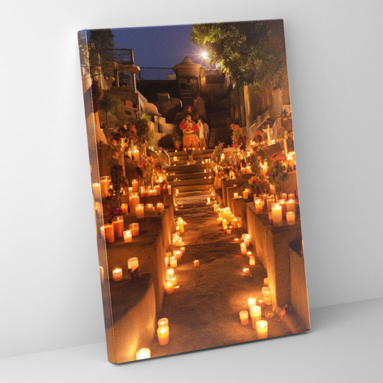 Mexican Cemetery Canvas Print - Los Muertos, Los Muertos, Colorful Decorations, Home Decoration