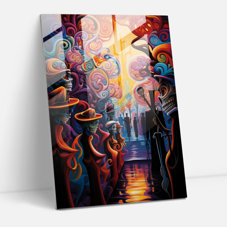 Dia De Los Muertos Glass Wall Art - Los Muertos, Wall Decoration, Dia De Los Muertos, Glass Wall Art