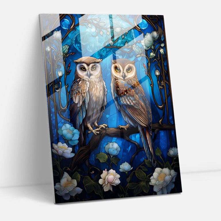 Mystical Owl Glass Print - Los Muertos, Glass Wall Art, Los Muertos, Home Decoration