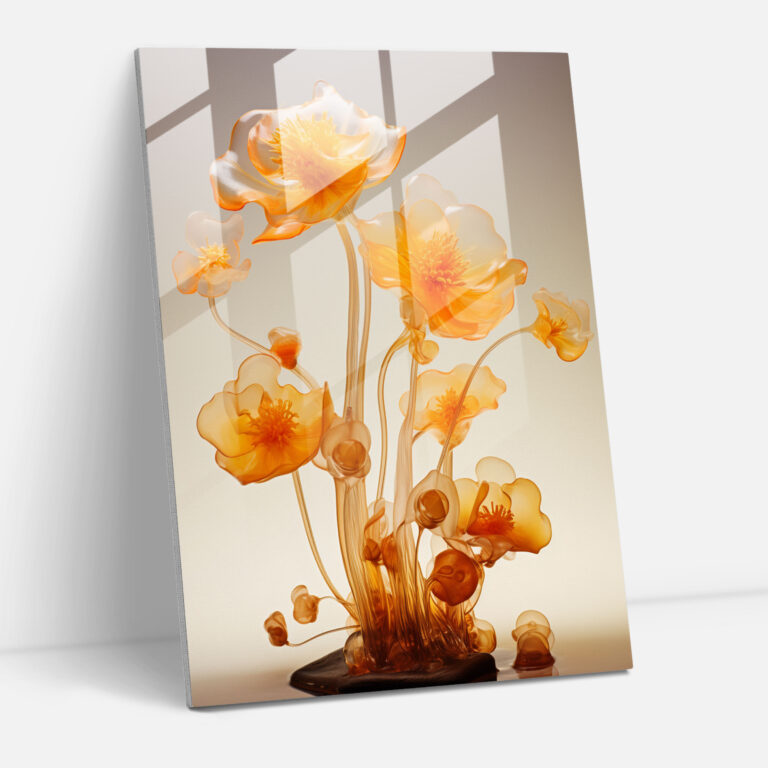 Dreamlike Spirits Glass Print - Los Muertos, Glass Art, Floating Marigold Petals, Wall Decoration