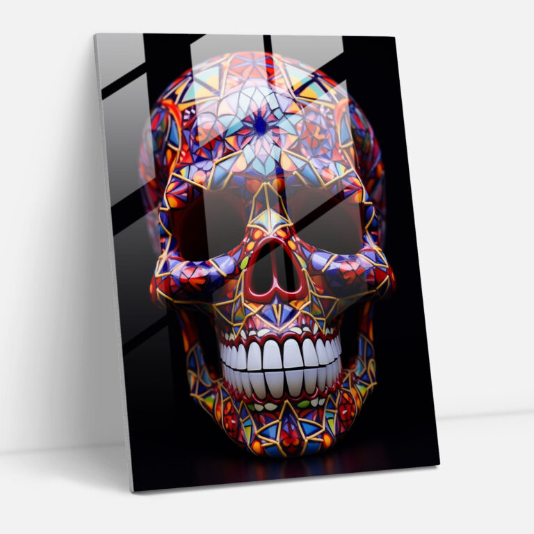 Symmetrical Calavera Glass Print - Los Muertos, Glass Wall Art, Los Muertos, Wall Decoration