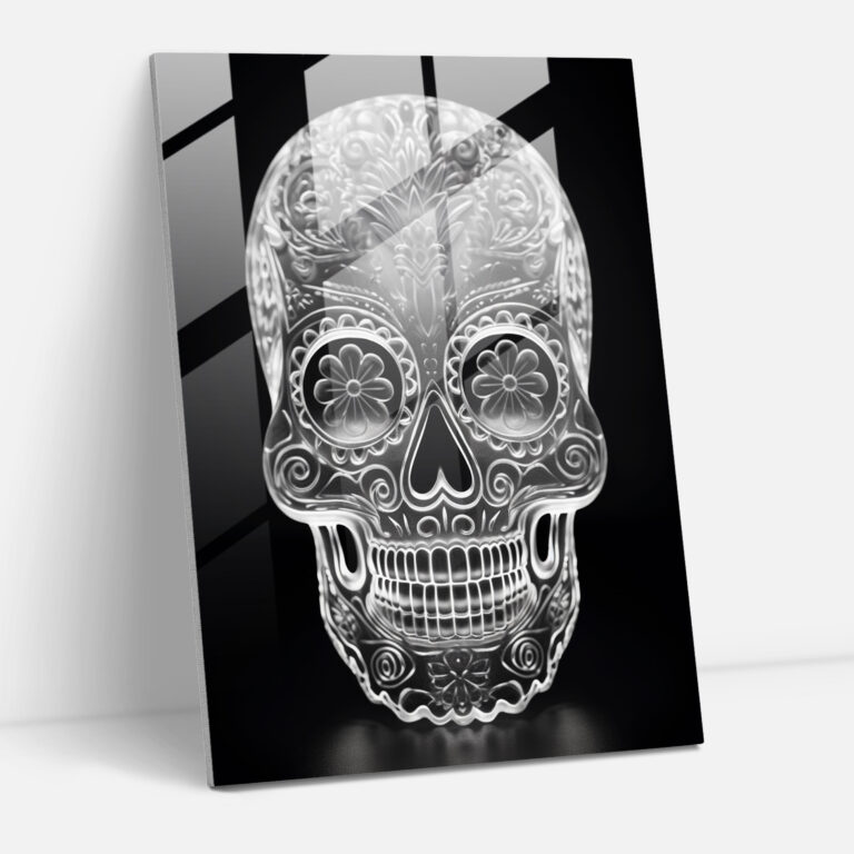 Refined Sugar Skull Glass Print - Los Muertos, Glass Art, Glass Print, Home Decoration
