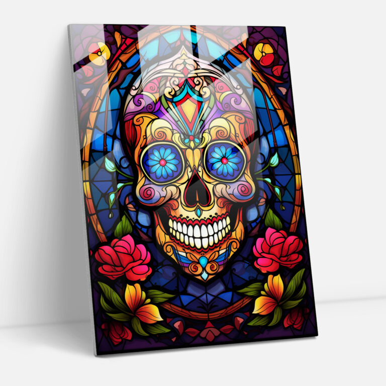 Los Muertos Glass Wall Art - Los Muertos, Wall Decoration, Los Muertos, Sugar Skull