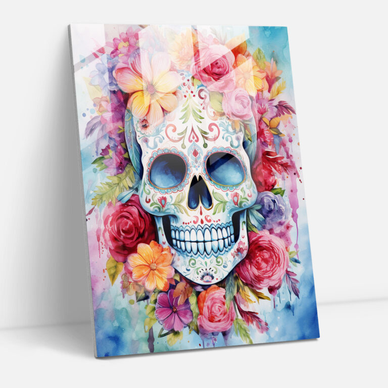 Los Muertos Glass Print - Los Muertos, Sugar Skull, Wall Decoration, Glass Print
