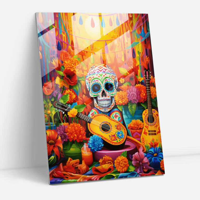 Los Muertos Wall Decoration - Los Muertos, Modern Art, Glass Wall Art, Papel Picado