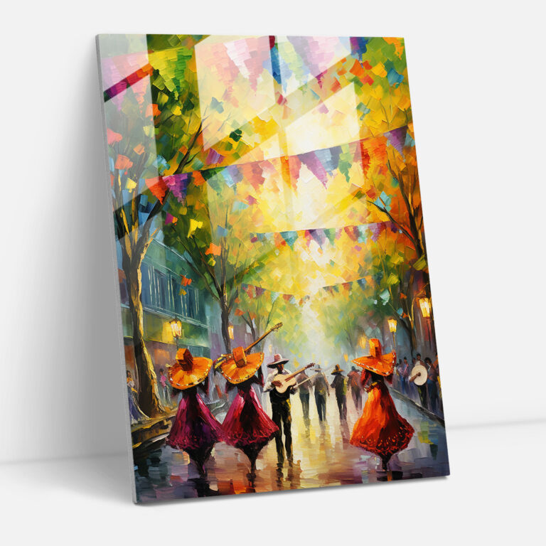 Los Muertos Modern Art - Los Muertos, Home Decoration, Joyous Atmosphere, Glass Wall Art