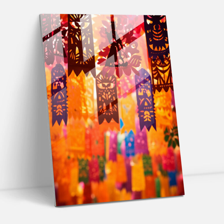 Papel Picado Glass Wall Art - Los Muertos, Cultural Flair, Los Muertos, Home Decoration