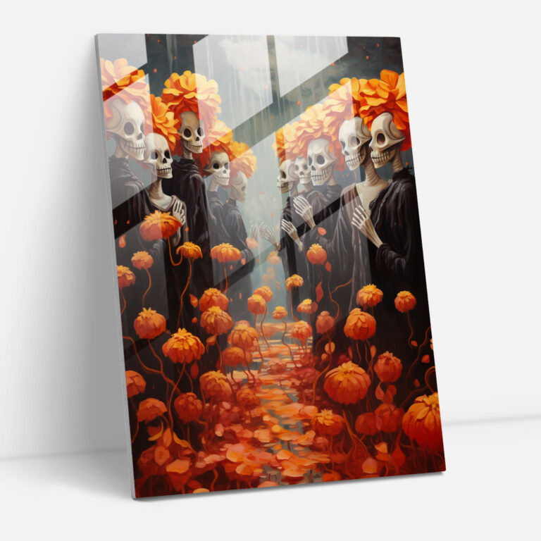 Ethereal Marigold Glass Print - Los Muertos, Los Muertos, Glass Print, Marigold Petals