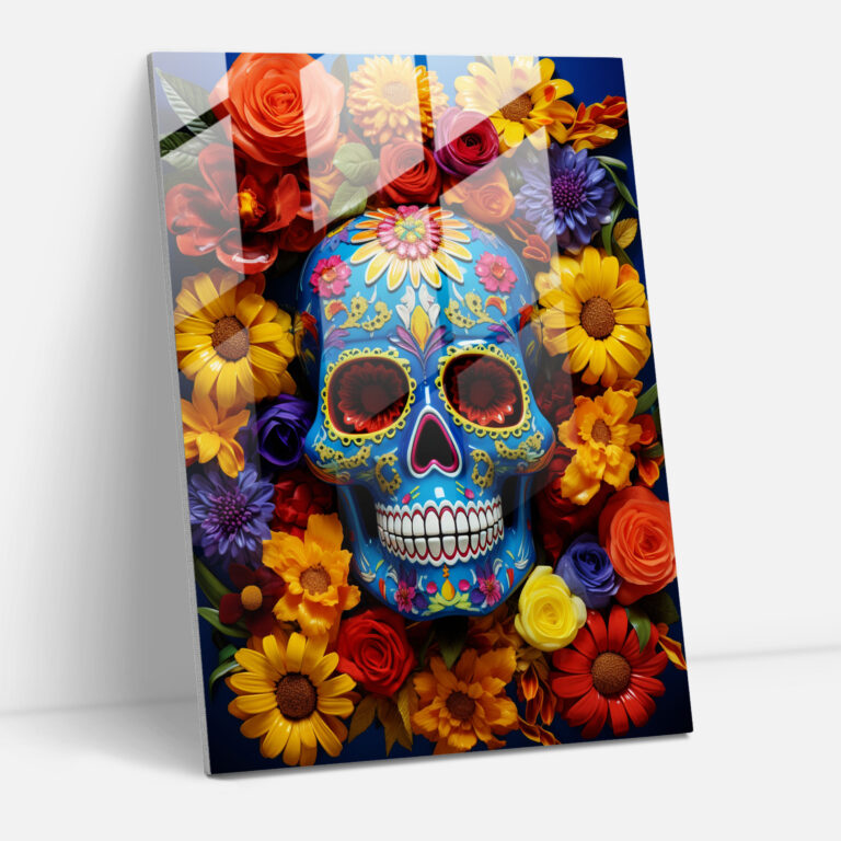 Los Muertos Glass Print - Los Muertos, Glass Wall Art, Sugar Skulls, Glass Art
