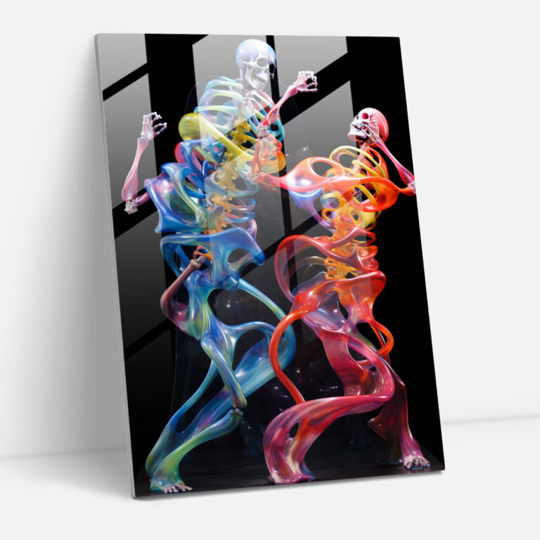 Dance Of Life Glass Art - Los Muertos, Dance Of Life And Death, Cycle Of Existence, Glass Art