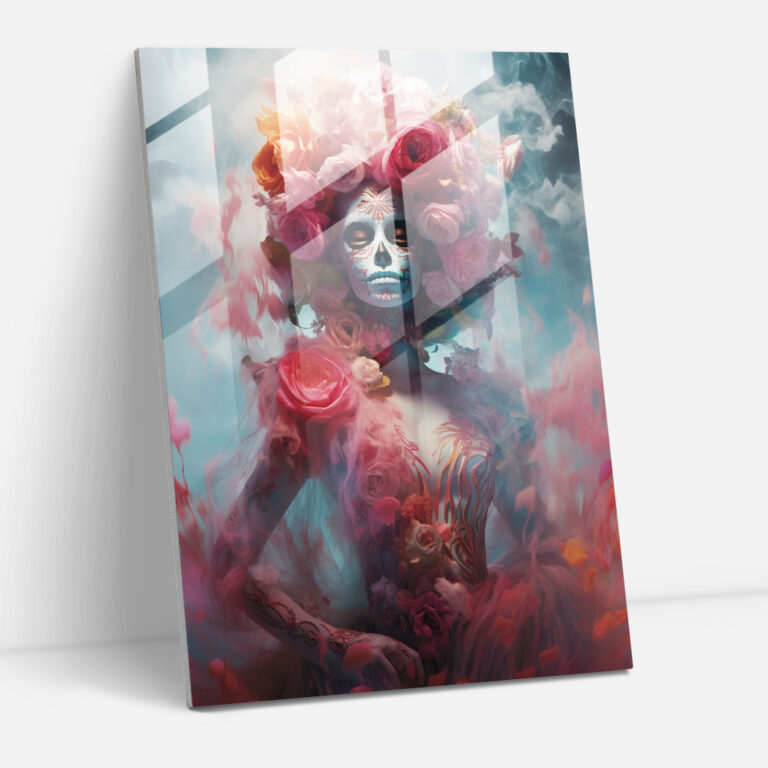 Mystical Catrina Glass Print - Los Muertos, Home Decoration, Intrigue, Glass Wall Art