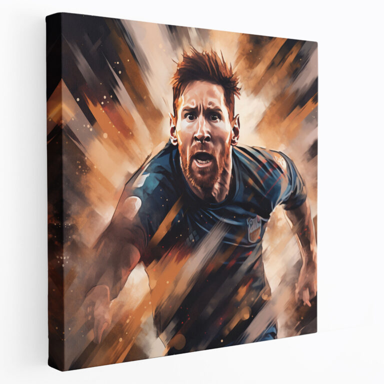 Lionel Messi Canvas Print - Determination Wall Art - Lionel Messi, Breaking Through Barriers, Relentless Pursuit Of Success, Wall Decoration