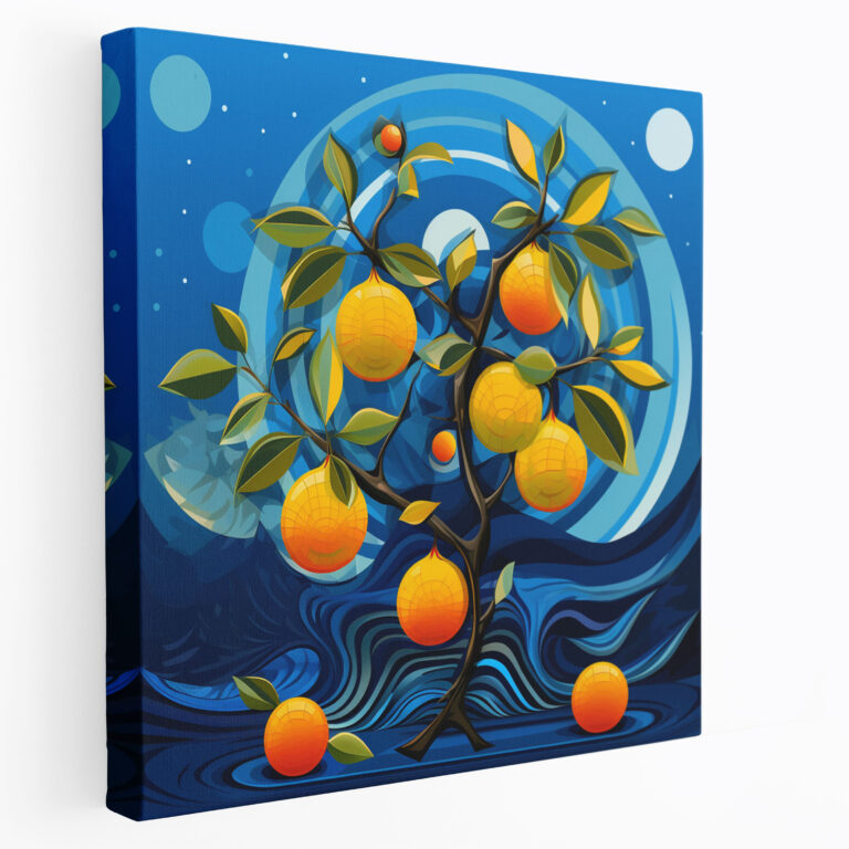 Modern Lemon Tree Canvas Print - Lemon Tree, Vibrant, Geometric Shapes, Home Decoration