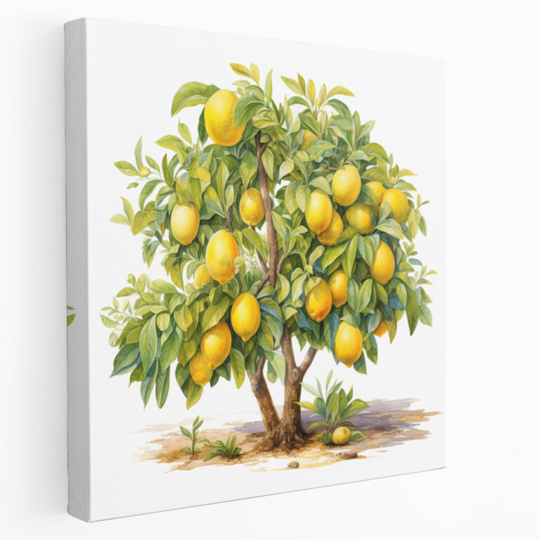 Lemon Tree Canvas Print - Watercolor Wall Art - Lemon Tree, Watercolor Painting, Canvas Wall Art, Vibrant