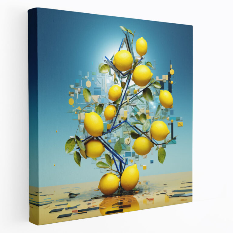 Lemon Tree Wall Art - Modern Geometric Canvas Print - Lemon Tree, Wall Decoration, Canvas Wall Art, Digital Artwork